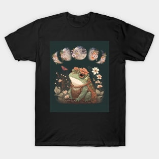 Cute Cottagecore Frog Lover Boho Moon T-Shirt